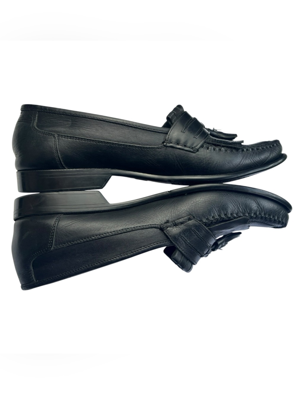G.H. Bass Weejuns Mens 10.5 M Black Leather Kiltie Tassle Loafer Moc Toe Slip On - Picture 9 of 12